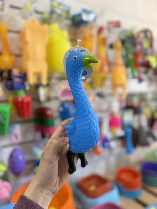 Pavo real de goma azul