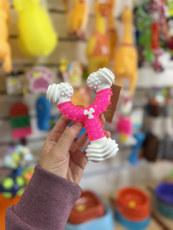 Mordillo en Y con puntas blancas rosa
