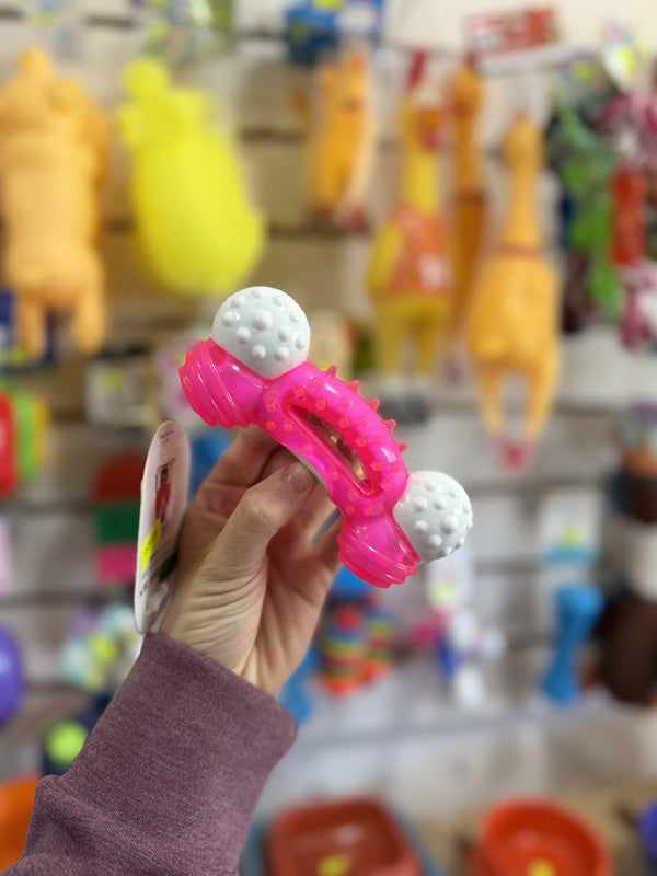 Mordillo hueso fucsia con puntas blancas