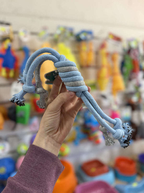 Soga con nudos celeste