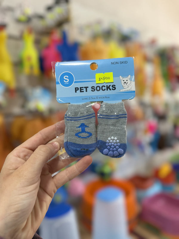 Medias para mascotas Pet Socks gris y azul talle S