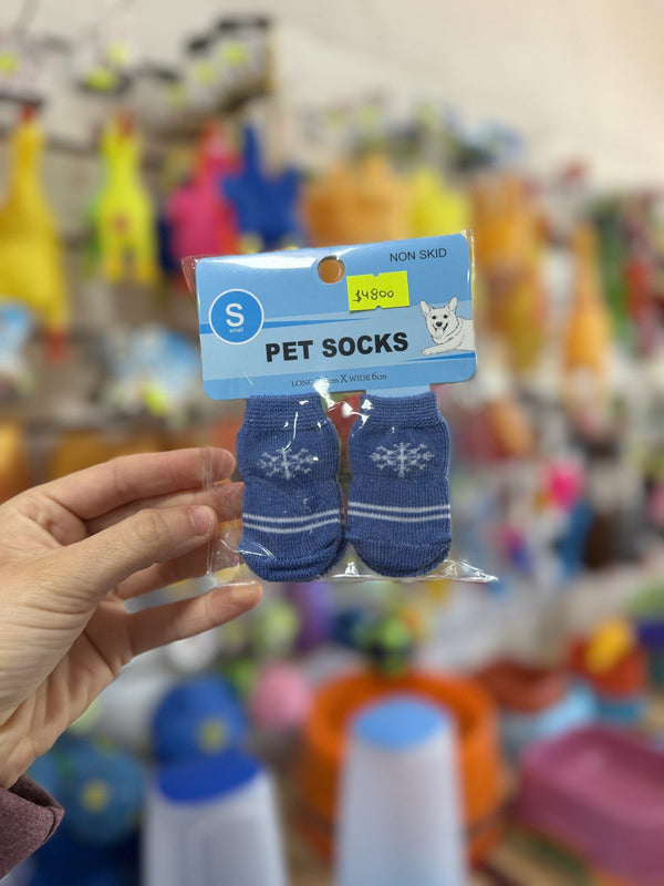 Medias para mascotas Pet Socks azul con copos talle S