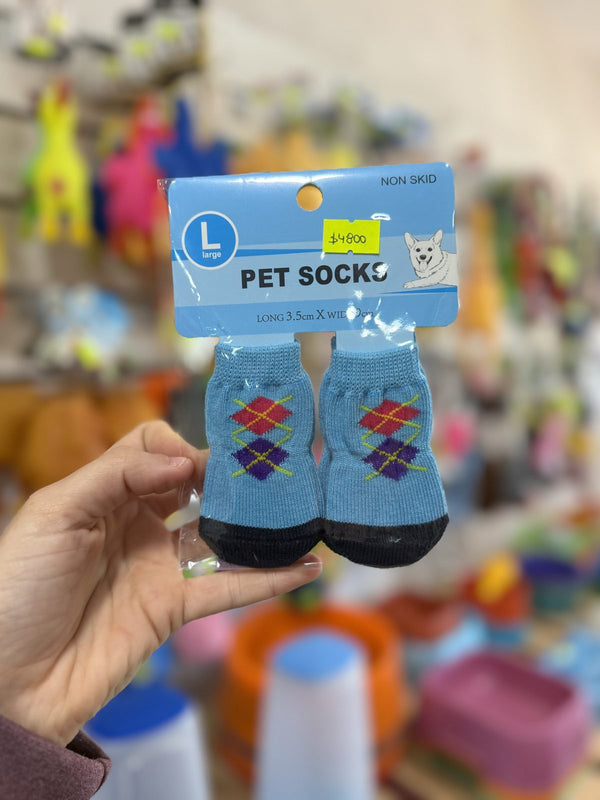 Medias para mascotas Pet Socks rombos celeste talle L